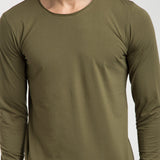Olive colored Rough neck full sleeves T-shirt