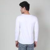 White colored Rough neck full sleeves T-shirt