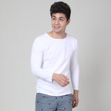 White colored Rough neck full sleeves T-shirt