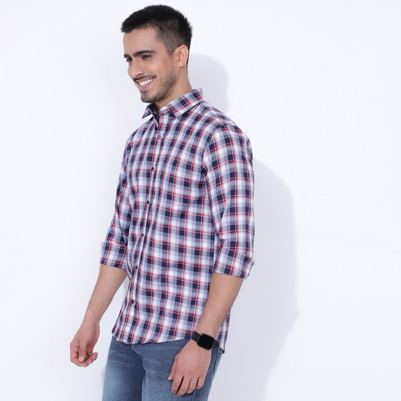 Burgundy Check: Men's Stylish Shirt