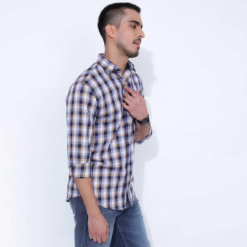 Modern Off-White Checkered Shirt for Men