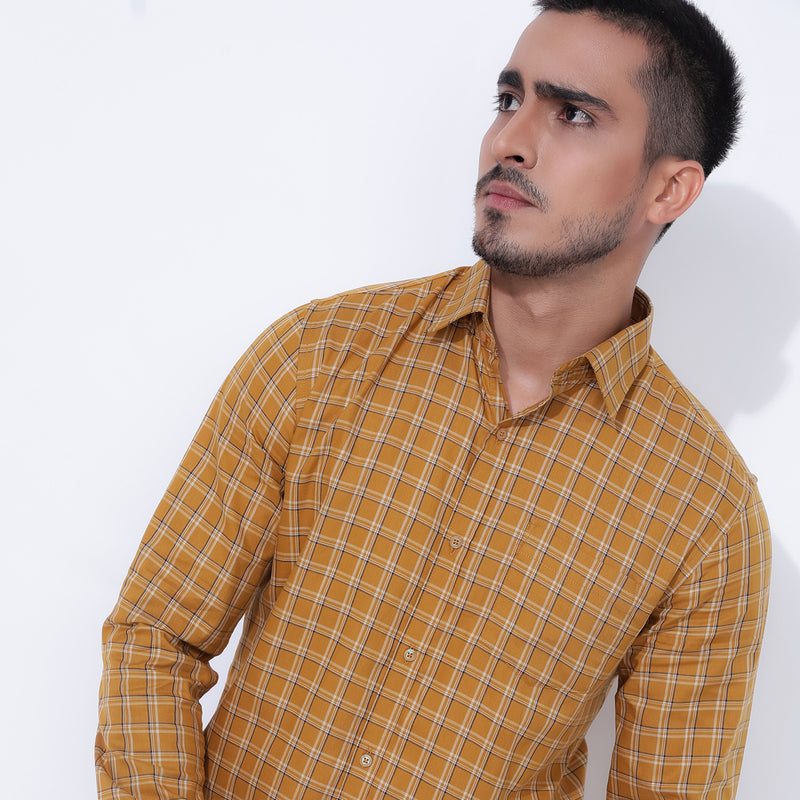 Mustard Check Men's Shirt: On-Trend Style!