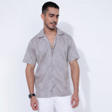 Grey Dotted Print Men's Loose Fit Shirt