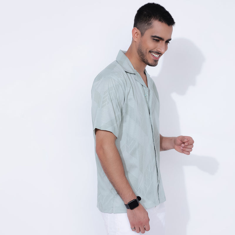 Sage Dotted Bliss: Men's Loose Fit Shirt