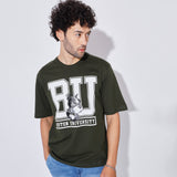 Olive Dream Down Shoulder Graphic Tee