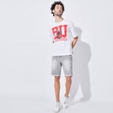 Pure White Down Shoulder Graphic Tee
