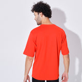 Bold Red Down Shoulder Graphic Tee