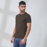 Stylish Olive Colored Half Sleeves T-shirt