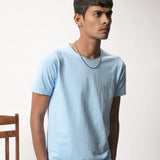 Stylish Sky Blue Colored Half Sleeves T-shirt
