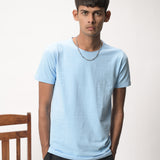 Stylish Sky Blue Colored Half Sleeves T-shirt