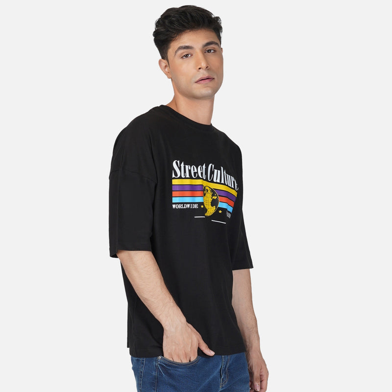 Down Shoulder oversize printed T-shirt